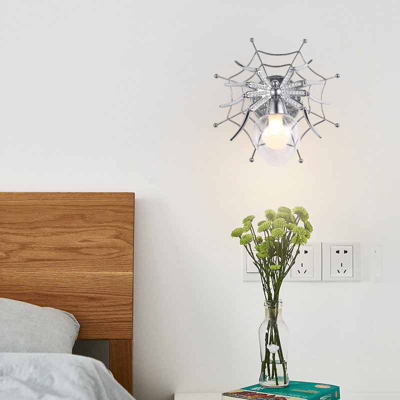 Skørter | Chrome Spider Wall Light Modern Clear Glass 1 Light Wall Lighting for Bedroom
