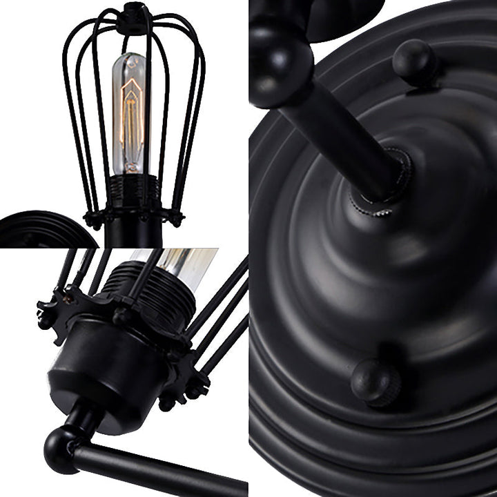 Lisslune | 1 Head Wall Scone Light with Bulb Cage Shade Metal Industrial Rustic Hallway Wall Lighting in Black, 2 Packs