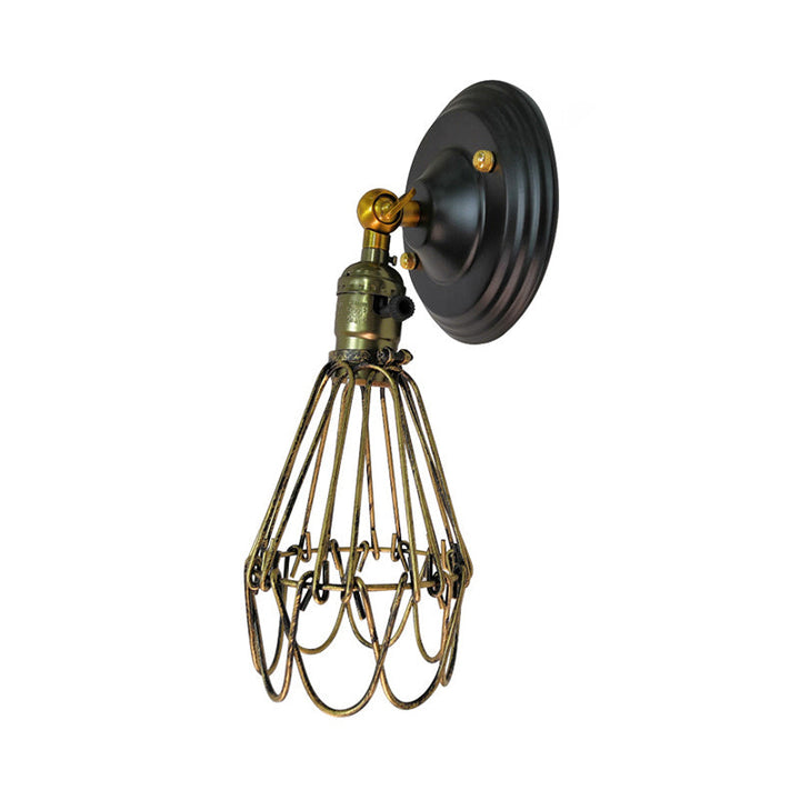 Skørter | Cast iron wire protection wall lighting farmhouse style 1 bulb restaurant swivel sconce lamp in black/bronze