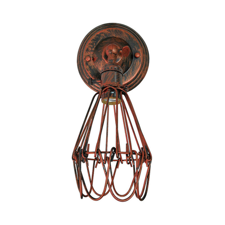 Skørter | Cast iron wire protection wall lighting farmhouse style 1 bulb restaurant swivel sconce lamp in black/bronze