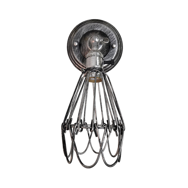 Skørter | Cast iron wire protection wall lighting farmhouse style 1 bulb restaurant swivel sconce lamp in black/bronze
