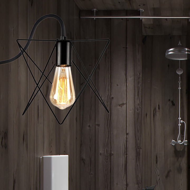 Lisslune | Black 1 Head Wall Lamp Vintage Industrial Metal Bottle/Rectangular Wall Light Wall Lamp with Wire Frame for Café