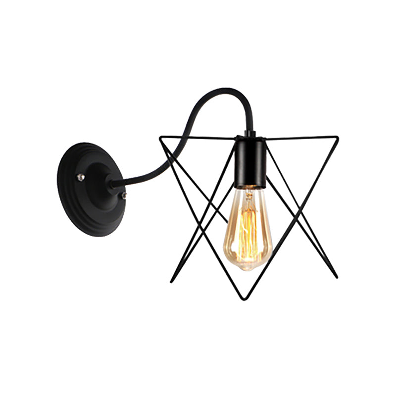 Lisslune | Black 1 Head Wall Lamp Vintage Industrial Metal Bottle/Rectangular Wall Light Wall Lamp with Wire Frame for Café