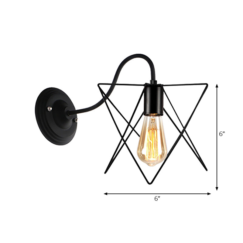 Lisslune | Black 1 Head Wall Lamp Vintage Industrial Metal Bottle/Rectangular Wall Light Wall Lamp with Wire Frame for Café