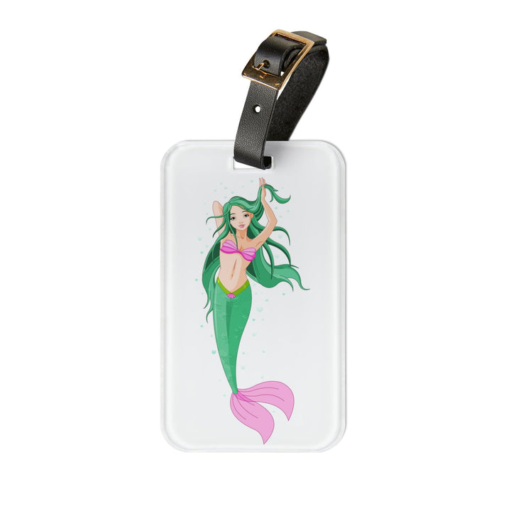 Lisslune | Stylish mermaid-themed acrylic luggage tag set with custom leather strap