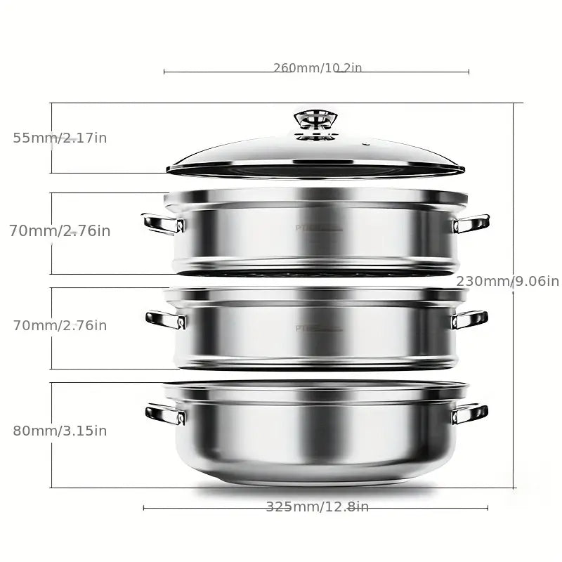Lisslune | SteamMaster 3-level steamer for the efficient preparation of multiple meals