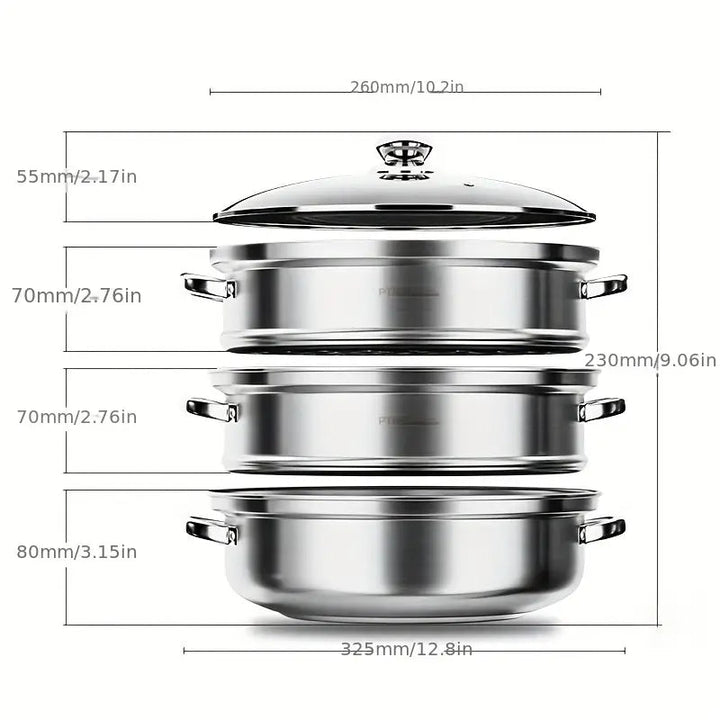 Lisslune | SteamMaster 3-level steamer for the efficient preparation of multiple meals