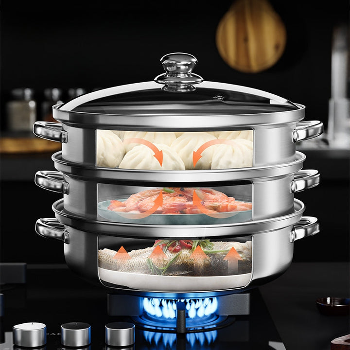 Lisslune | SteamMaster 3-level steamer for the efficient preparation of multiple meals