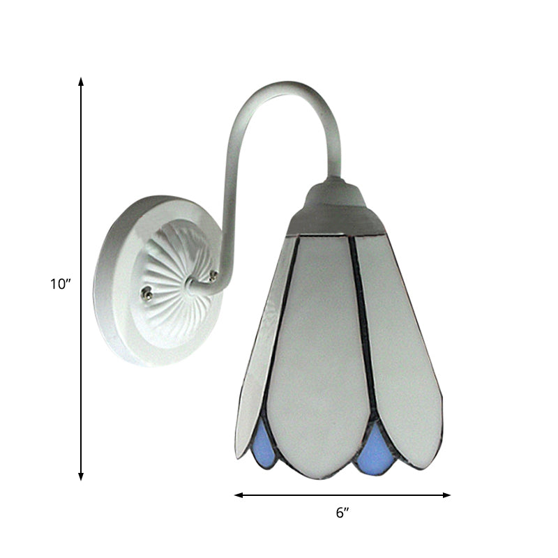 Lisslune | Lily Wall Lamp 1 Head White Glass Tiffany Wall Mounted Light for Bedroom