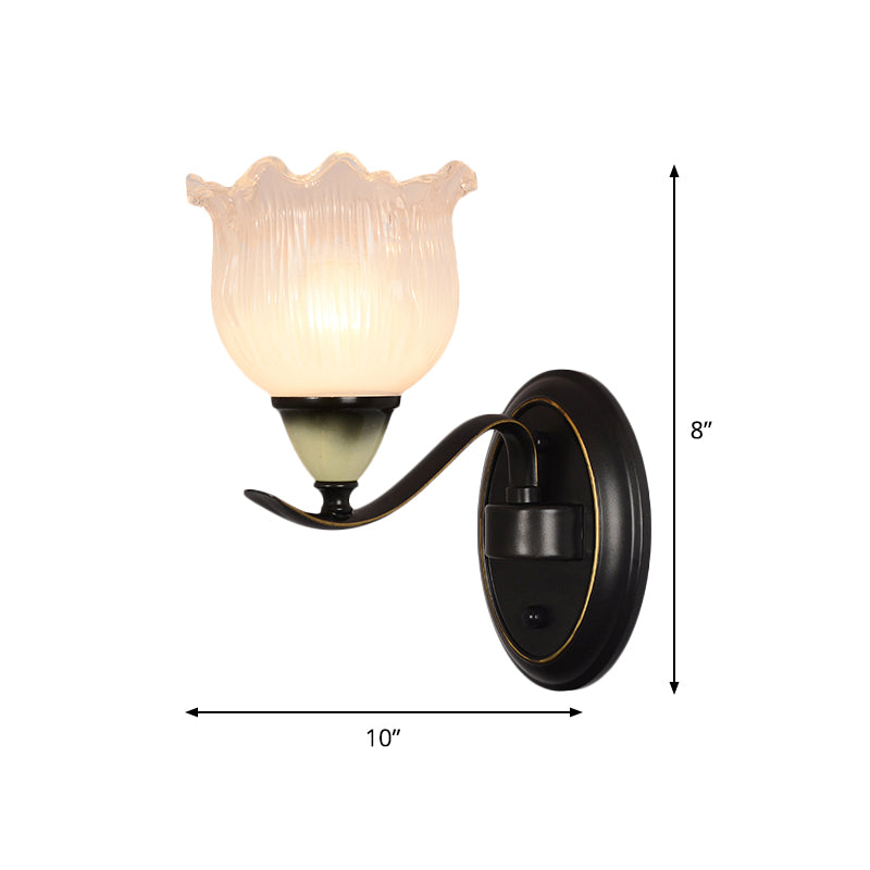 Skørter | Vintage Blossom Wall lamp 1/2-bulb Opal ribbed glass wall lighting idea in black for living room
