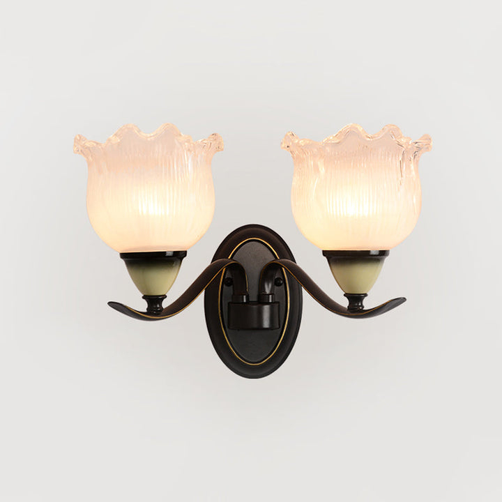 Skørter | Vintage Blossom Wall lamp 1/2-bulb Opal ribbed glass wall lighting idea in black for living room