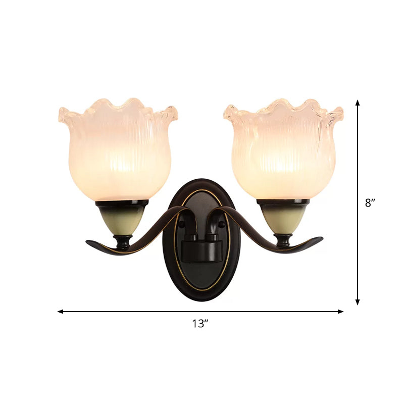 Skørter | Vintage Blossom Wall lamp 1/2-bulb Opal ribbed glass wall lighting idea in black for living room