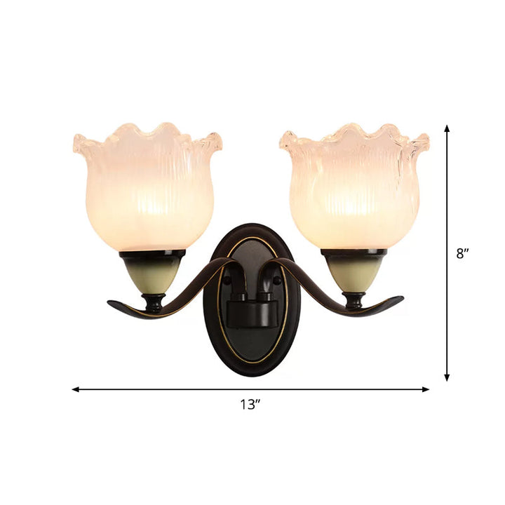 Skørter | Vintage Blossom Wall lamp 1/2-bulb Opal ribbed glass wall lighting idea in black for living room
