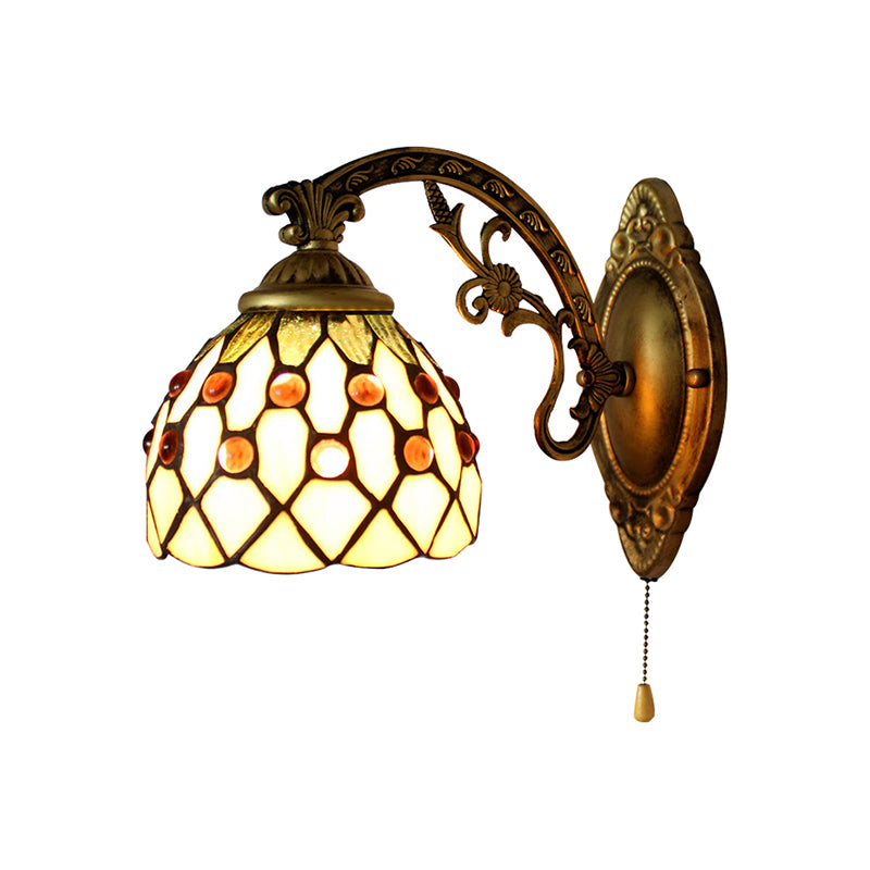 Lisslune | Vintage Dome Wall Lamp Combined Glass One Light Mini Wall Lamp in Brass