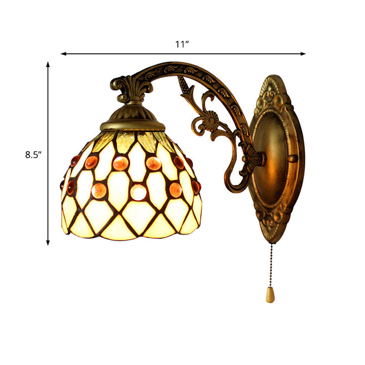 Lisslune | Vintage Dome Wall Lamp Combined Glass One Light Mini Wall Lamp in Brass