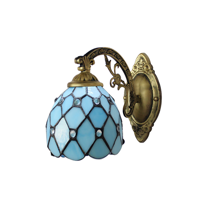 Lisslune | Vintage Dome Wall Lamp Combined Glass One Light Mini Wall Lamp in Brass