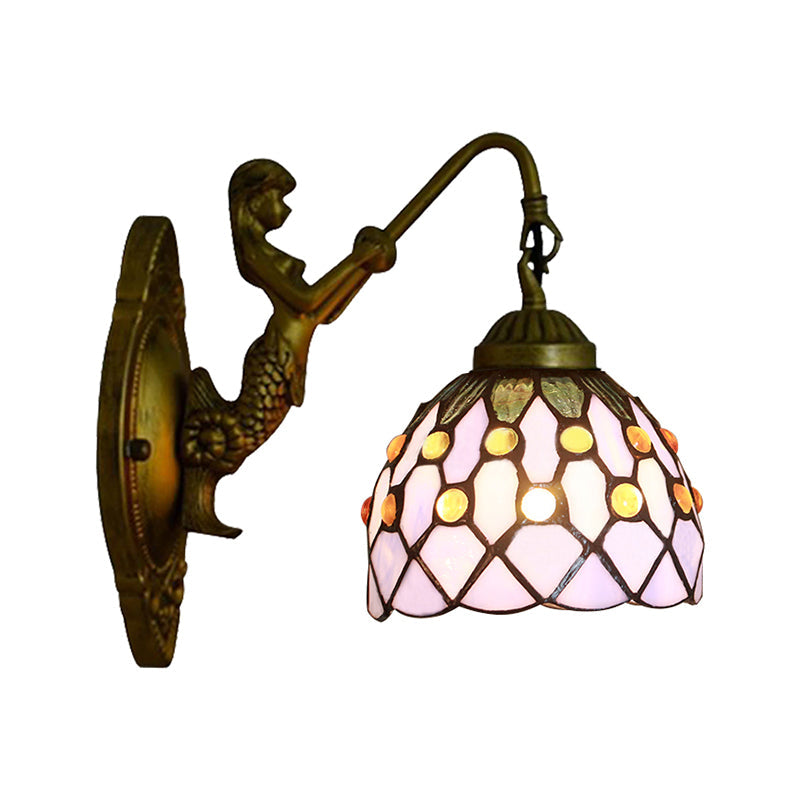 Lisslune | Vintage Dome Wall Lamp Combined Glass One Light Mini Wall Lamp in Brass