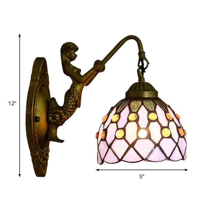 Lisslune | Vintage Dome Wall Lamp Combined Glass One Light Mini Wall Lamp in Brass