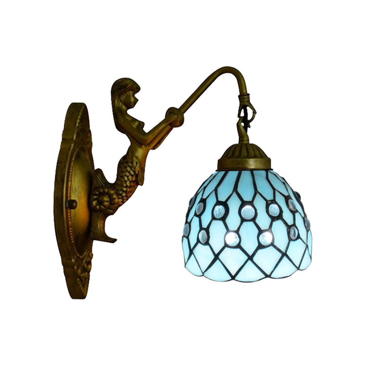 Lisslune | Vintage Dome Wall Lamp Combined Glass One Light Mini Wall Lamp in Brass