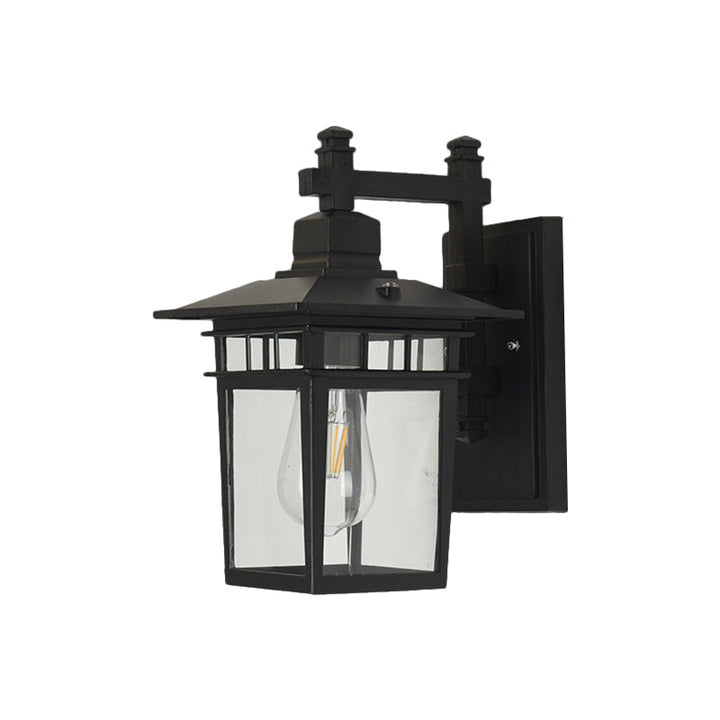 Skørter | Pavilion Clear Glass Wall Lighting Industrial 1-Light Outdoor Wall Lamp in Black