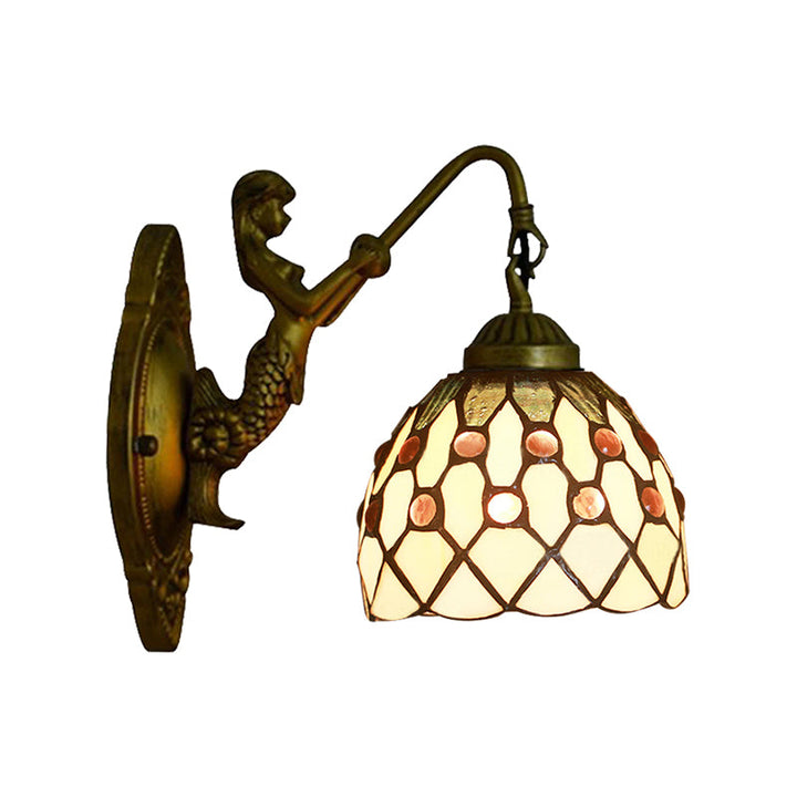 Lisslune | Vintage Dome Wall Lamp Combined Glass One Light Mini Wall Lamp in Brass
