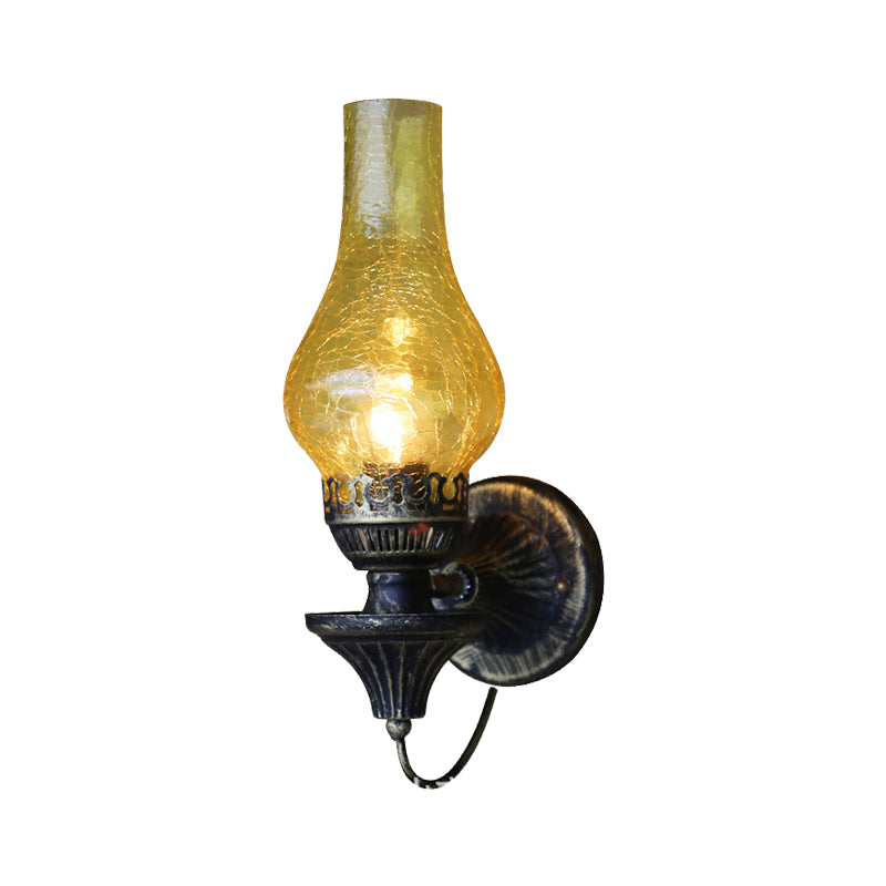 Skørter | Vase Courtyard Wall Lighting Industrial Texture White / Transparent / Yellow Crackle Glass 1 Lamp Black Wall Lamp