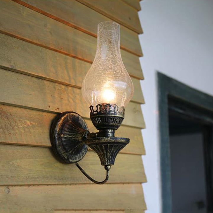 Skørter | Vase Courtyard Wall Lighting Industrial Texture White / Transparent / Yellow Crackle Glass 1 Lamp Black Wall Lamp