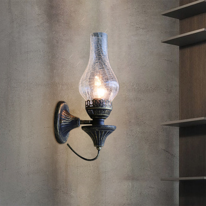 Skørter | Vase Courtyard Wall Lighting Industrial Texture White / Transparent / Yellow Crackle Glass 1 Lamp Black Wall Lamp