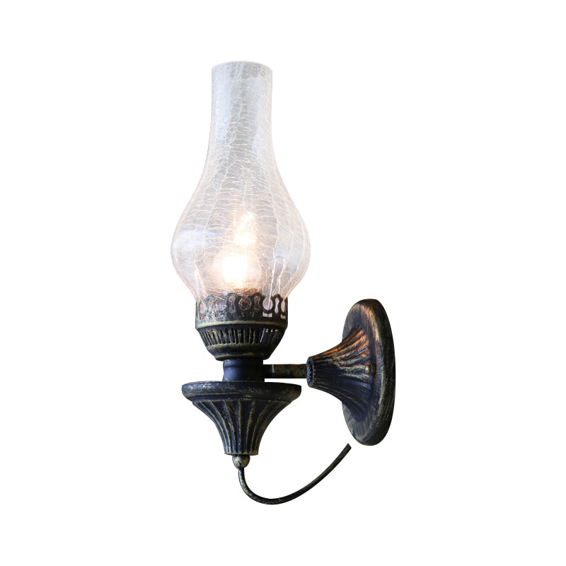 Skørter | Vase Courtyard Wall Lighting Industrial Texture White / Transparent / Yellow Crackle Glass 1 Lamp Black Wall Lamp