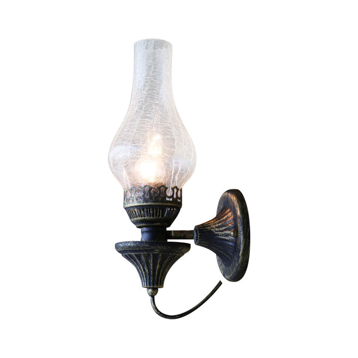Skørter | Vase Courtyard Wall Lighting Industrial Texture White / Transparent / Yellow Crackle Glass 1 Lamp Black Wall Lamp