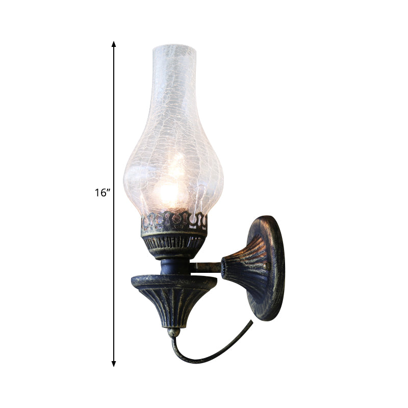Skørter | Vase Courtyard Wall Lighting Industrial Texture White / Transparent / Yellow Crackle Glass 1 Lamp Black Wall Lamp