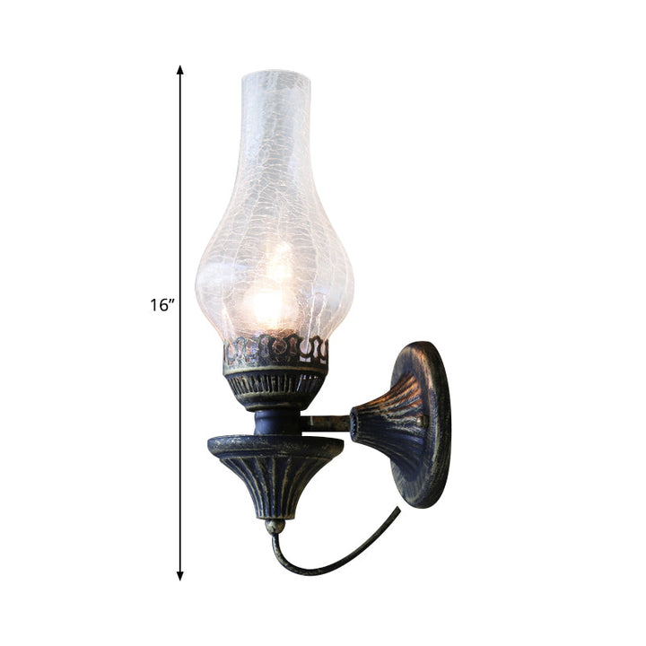 Skørter | Vase Courtyard Wall Lighting Industrial Texture White / Transparent / Yellow Crackle Glass 1 Lamp Black Wall Lamp