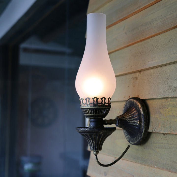 Skørter | Vase Courtyard Wall Lighting Industrial Texture White / Transparent / Yellow Crackle Glass 1 Lamp Black Wall Lamp