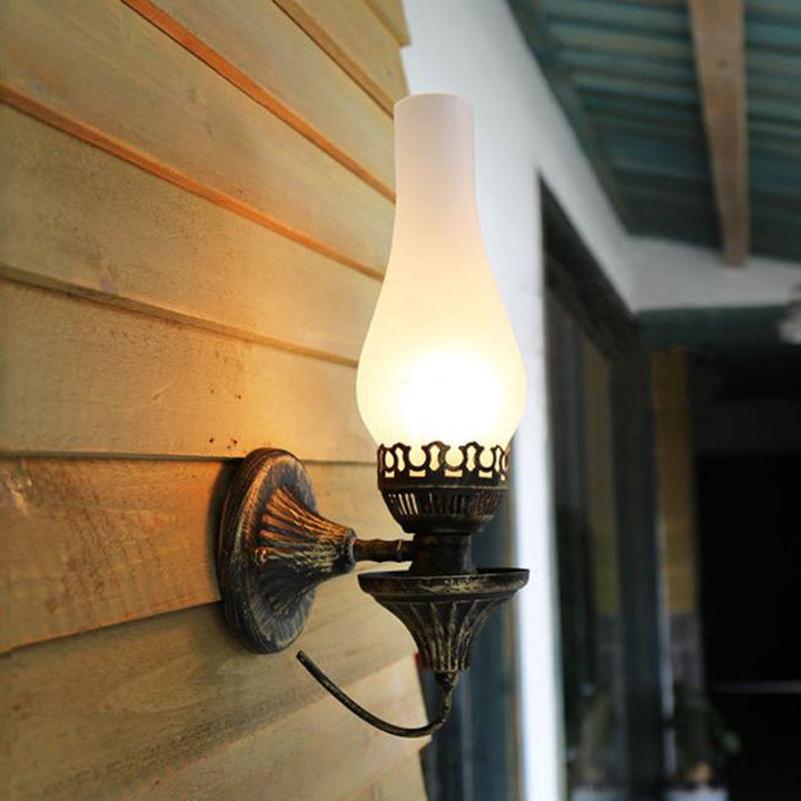 Skørter | Vase Courtyard Wall Lighting Industrial Texture White / Transparent / Yellow Crackle Glass 1 Lamp Black Wall Lamp