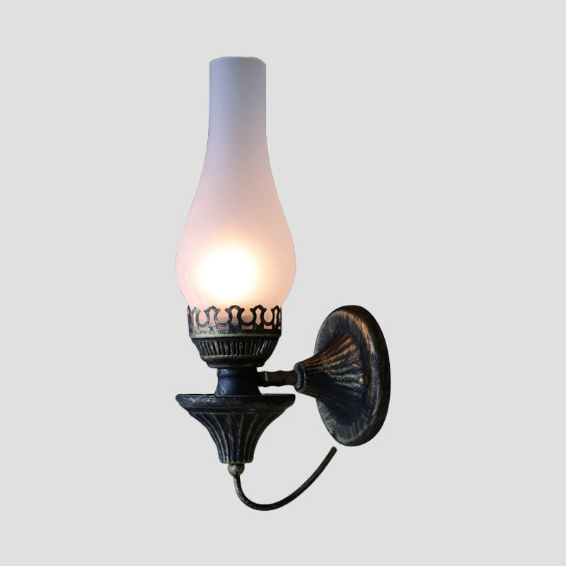 Skørter | Vase Courtyard Wall Lighting Industrial Texture White / Transparent / Yellow Crackle Glass 1 Lamp Black Wall Lamp
