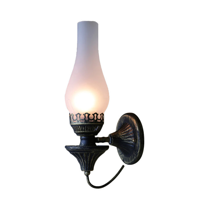 Skørter | Vase Courtyard Wall Lighting Industrial Texture White / Transparent / Yellow Crackle Glass 1 Lamp Black Wall Lamp
