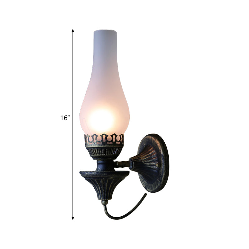 Skørter | Vase Courtyard Wall Lighting Industrial Texture White / Transparent / Yellow Crackle Glass 1 Lamp Black Wall Lamp