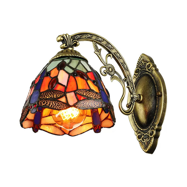 Lisslune | Lodge Style Dragonfly Wall Mount Light Woven Glass Multicolor Wall Lamp Lighting