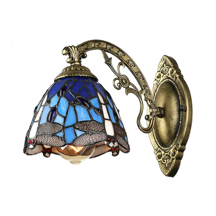 Lisslune | Lodge Style Dragonfly Wall Mount Light Woven Glass Multicolor Wall Lamp Lighting