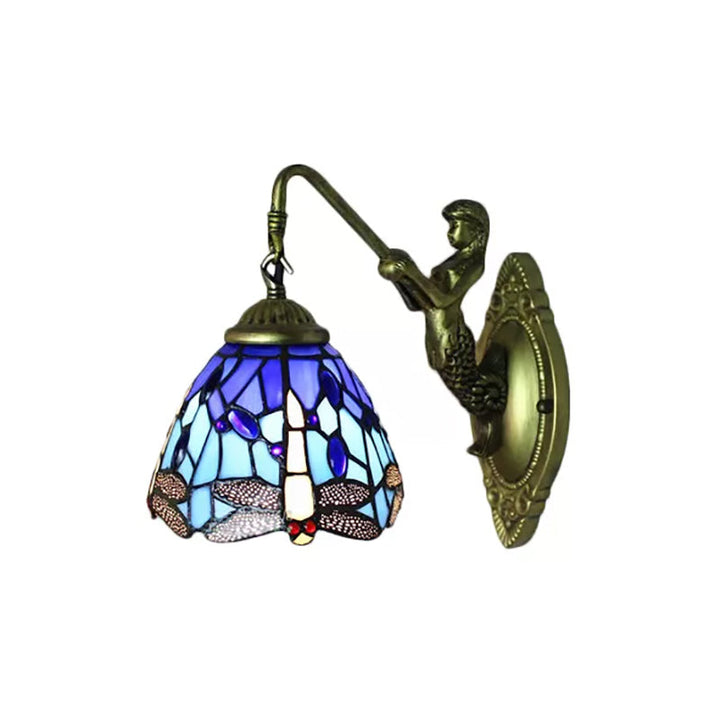 Lisslune | Lodge Style Dragonfly Wall Mount Light Woven Glass Multicolor Wall Lamp Lighting
