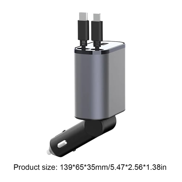 Lisslune | VoltEdge Retractable Car Charger – Universal Fast Charger 80 cm