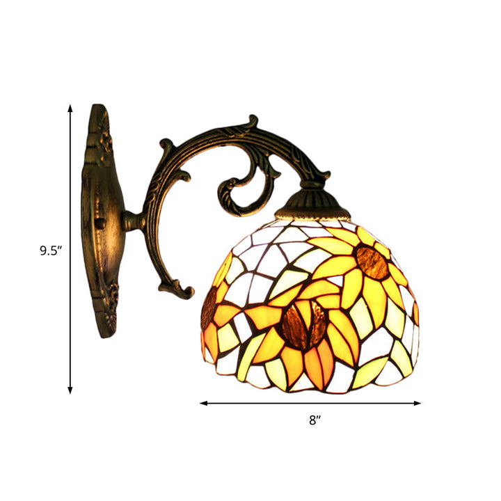 Lisslune | Lodge Flower Wand lamp with curved arm 1 light mini wall lighting for living room