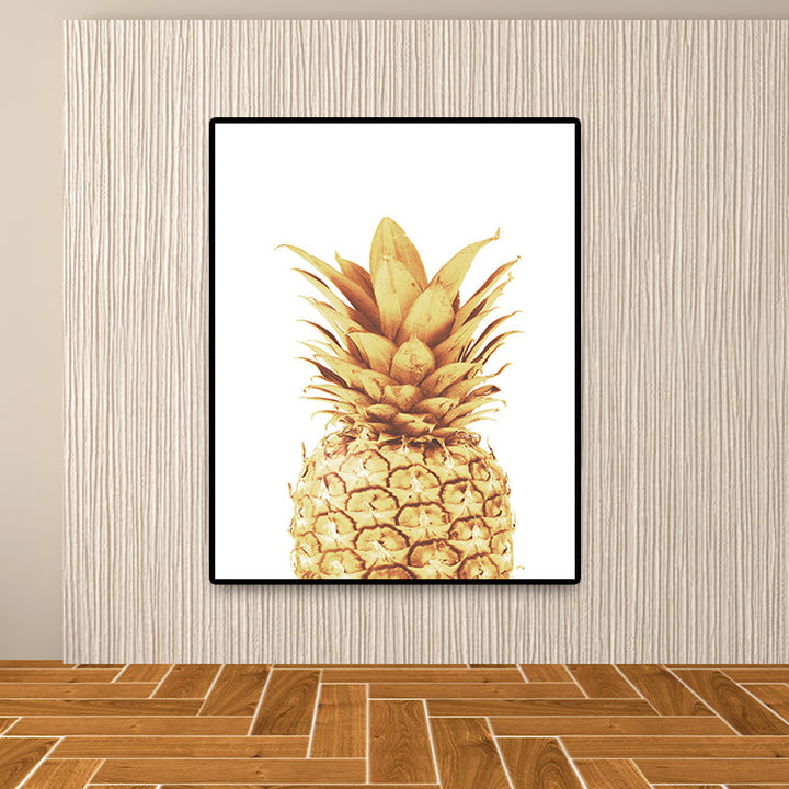 Lisslune | Golden Pineapple Wall Decoration Fruit Tropical Texture Canvas Print for Dining Room