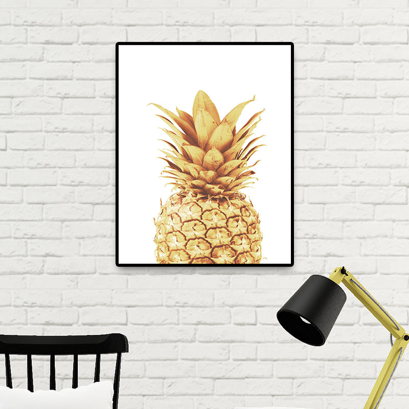 Lisslune | Golden Pineapple Wall Decoration Fruit Tropical Texture Canvas Print for Dining Room