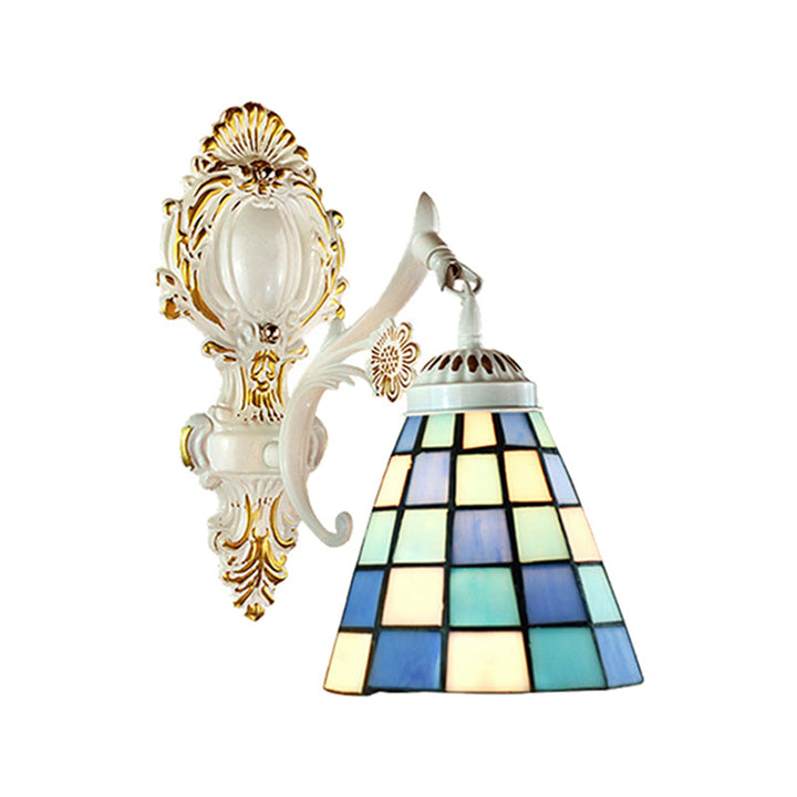 Lisslune | Bell Shade Tiffany Wall Light Stained Glass 1 Light Wall Switch Lighting in White