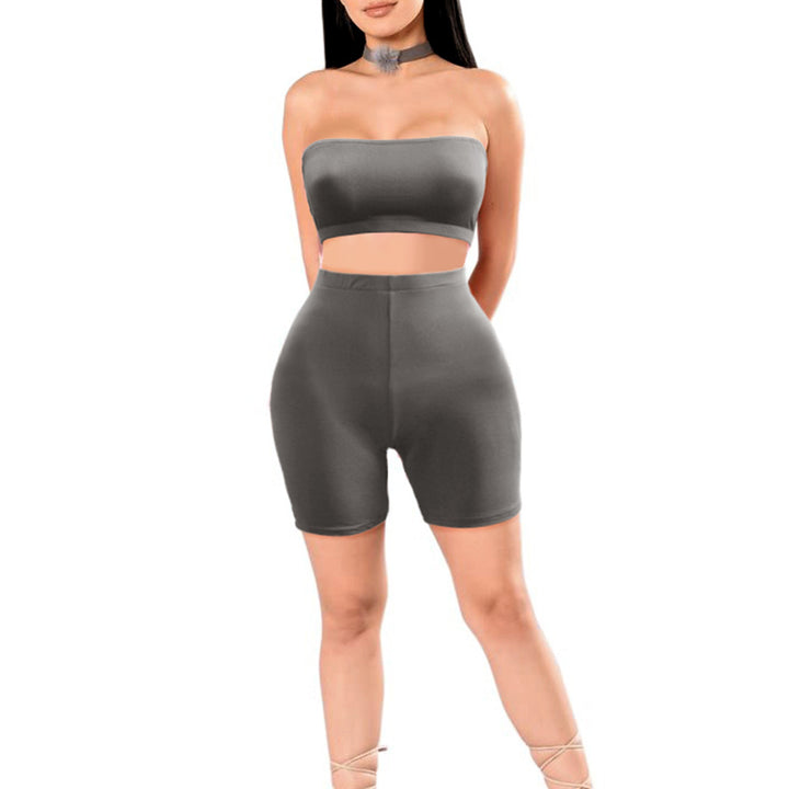 Women's Crop Top and Shorts Set with Elastic Waistband and Figure-Shaping Cut Lisslune