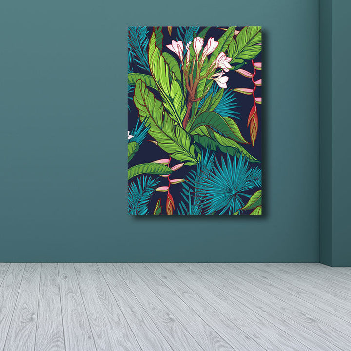 Lisslune | Tropics Magnolia and Plant Painting for Living Room Canvas in Green, multiple sizes available
