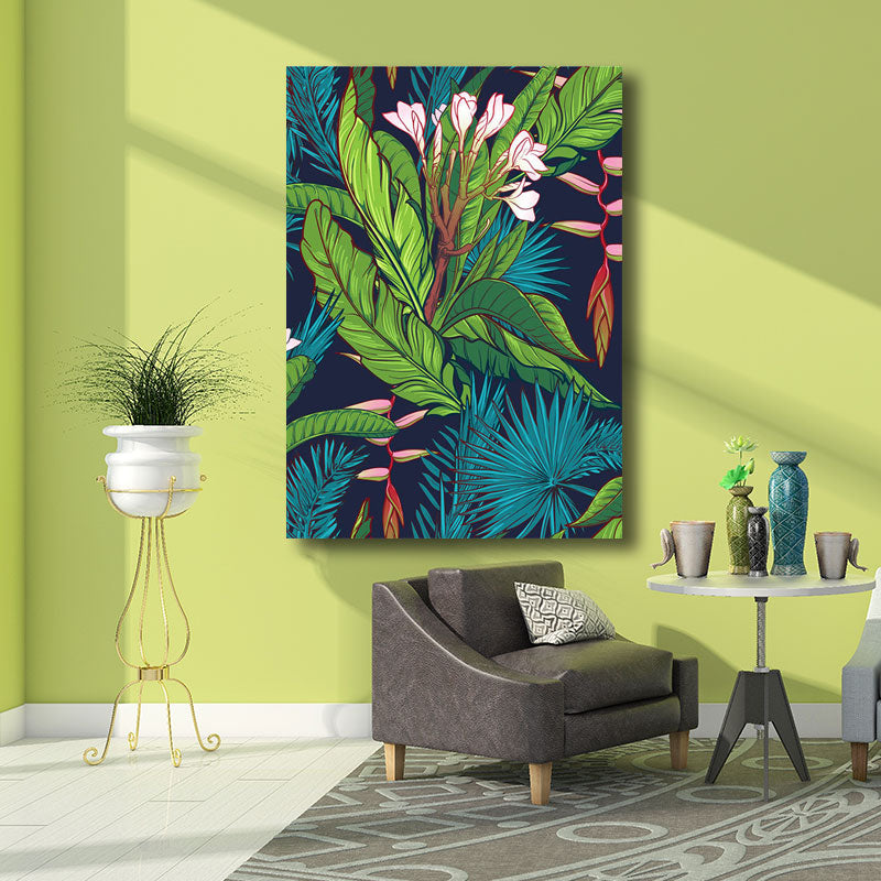 Lisslune | Tropics Magnolia and Plant Painting for Living Room Canvas in Green, multiple sizes available