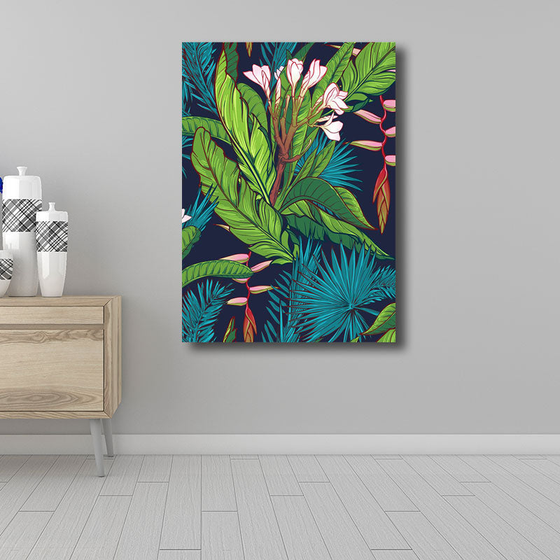Lisslune | Tropics Magnolia and Plant Painting for Living Room Canvas in Green, multiple sizes available
