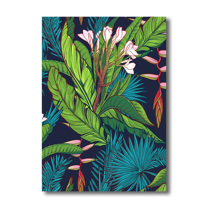 Lisslune | Tropics Magnolia and Plant Painting for Living Room Canvas in Green, multiple sizes available